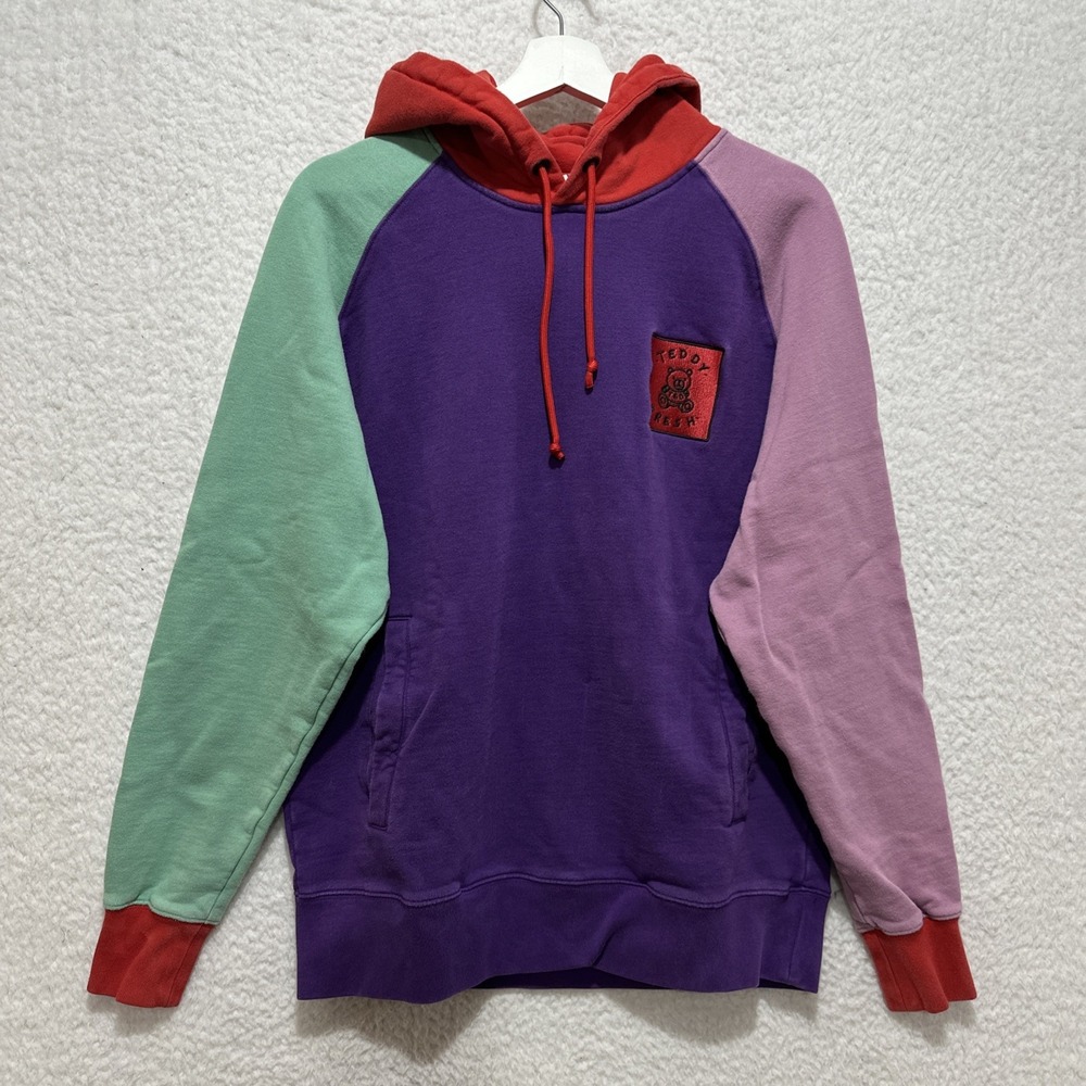 Teddy Fresh Pastel Color Block Hoodie Sweatshirt Size Medium